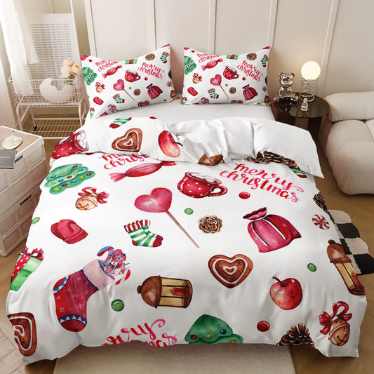 Watercolor_Christmas_Treats_Doona_Cover_Set_-_Festive_Holiday_Bedding - Doonara