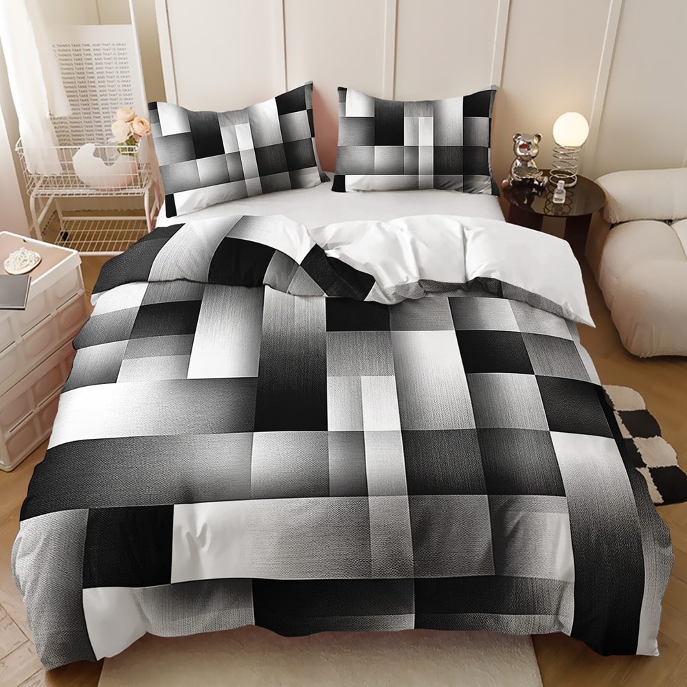 Black and White 3D Blocks quilt cover set