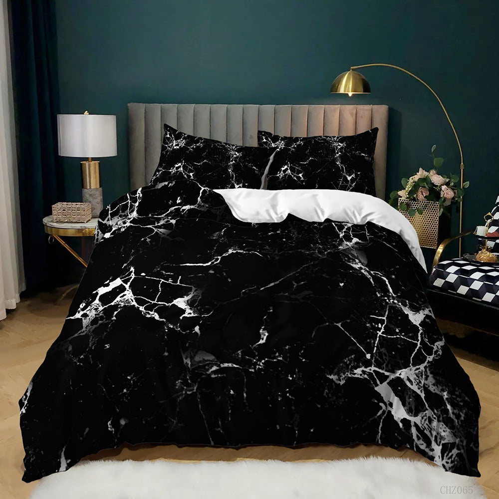 Black and White Vein Marble quilt cover set