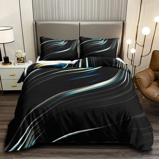 Black Silver Swoosh quilt cover set