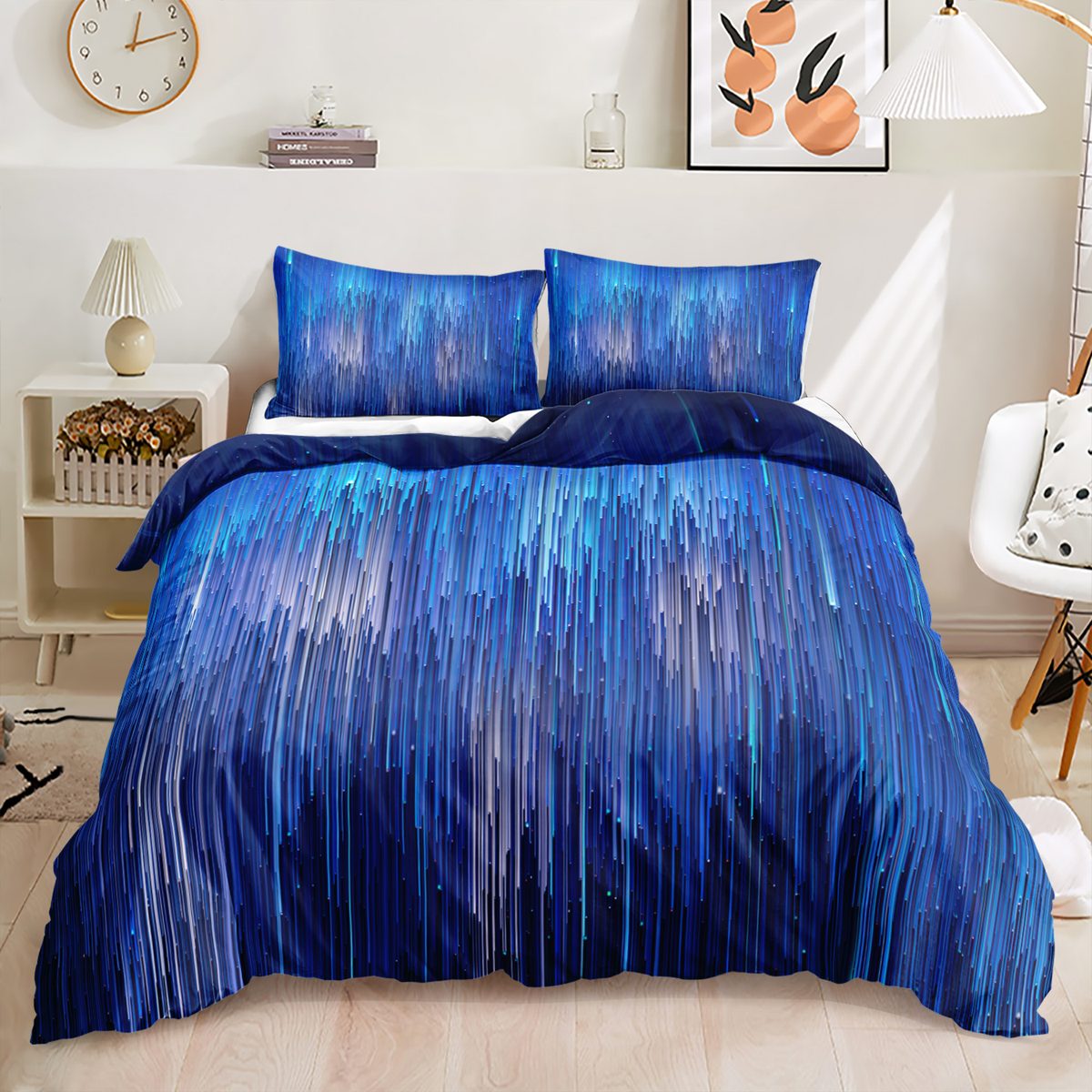 Blue Drip Streak quilt cover set