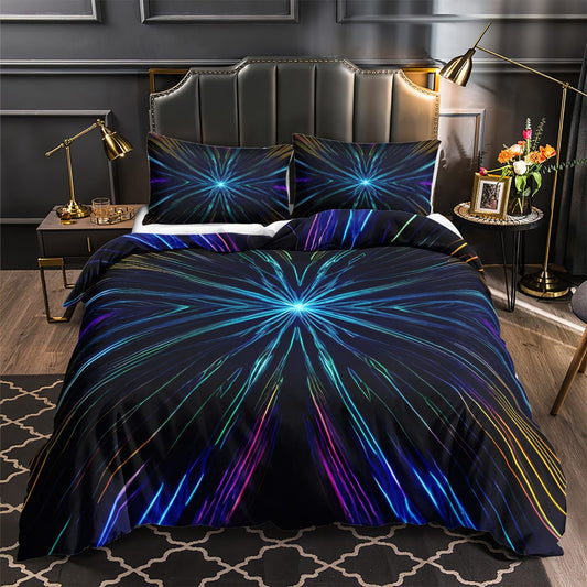 Blue Neon Starburst quilt cover set