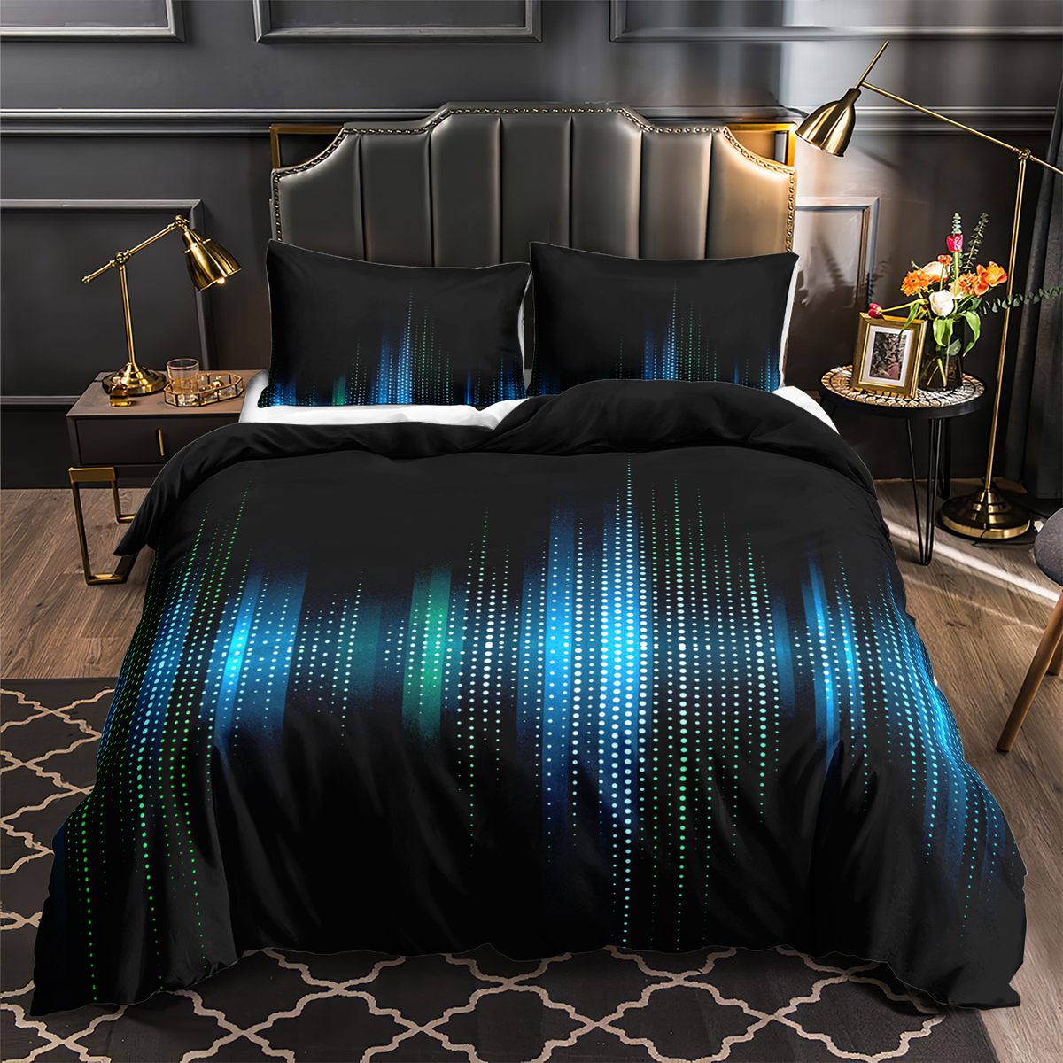 Blue Sound Wave quilt cover set