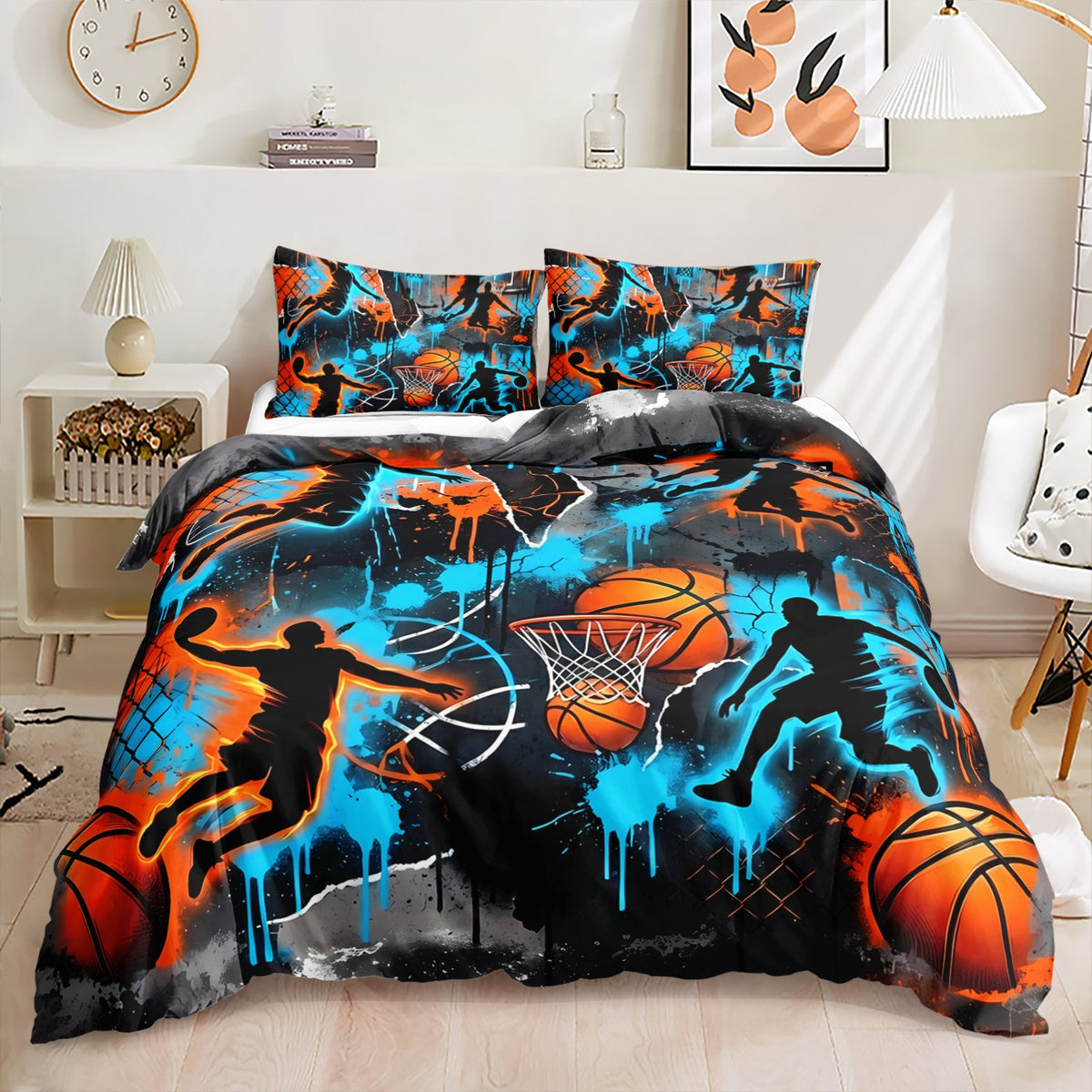 Blue Splash Basketball Players basketball quilt cover set