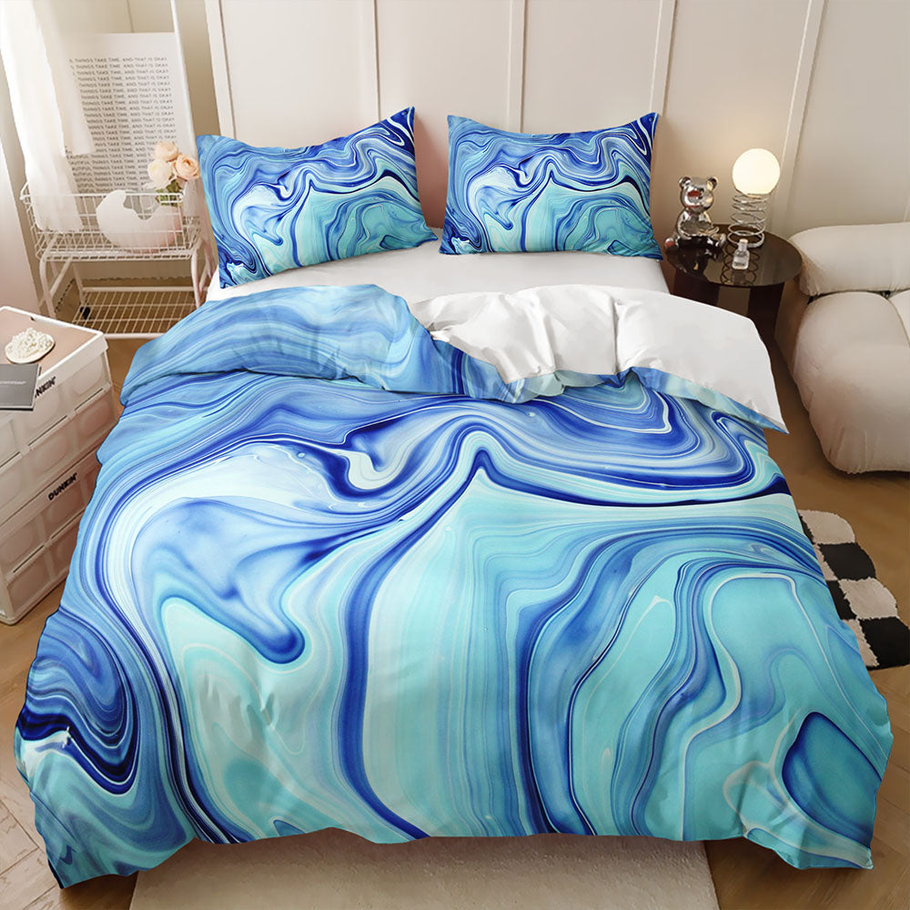 Blue Swirl Marble quilt cover set