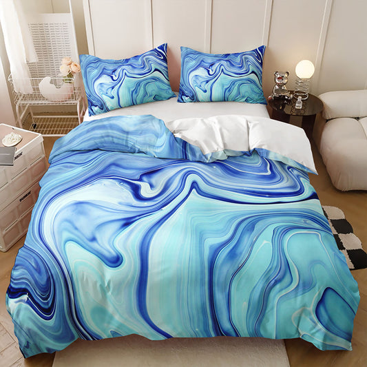 Blue Swirl Marble quilt cover set
