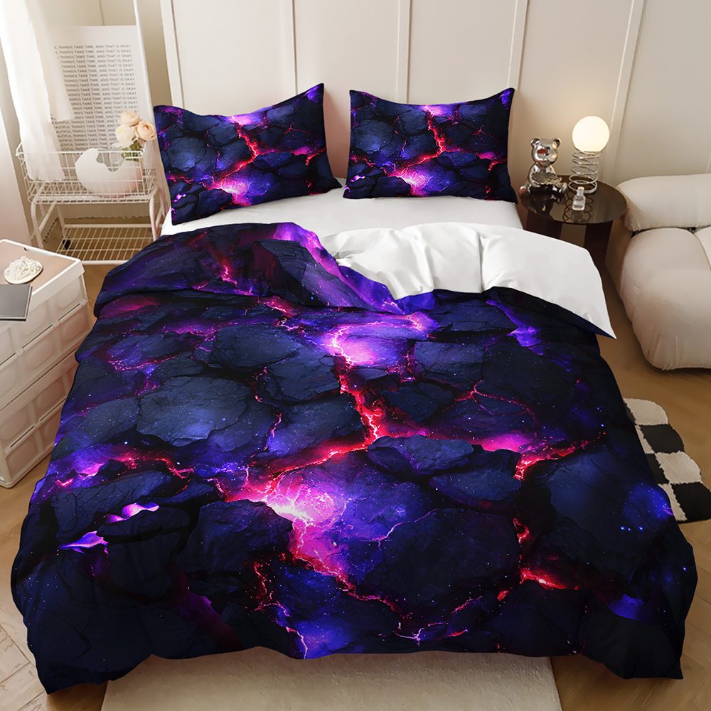 Lava Rock quilt cover set in Purple
