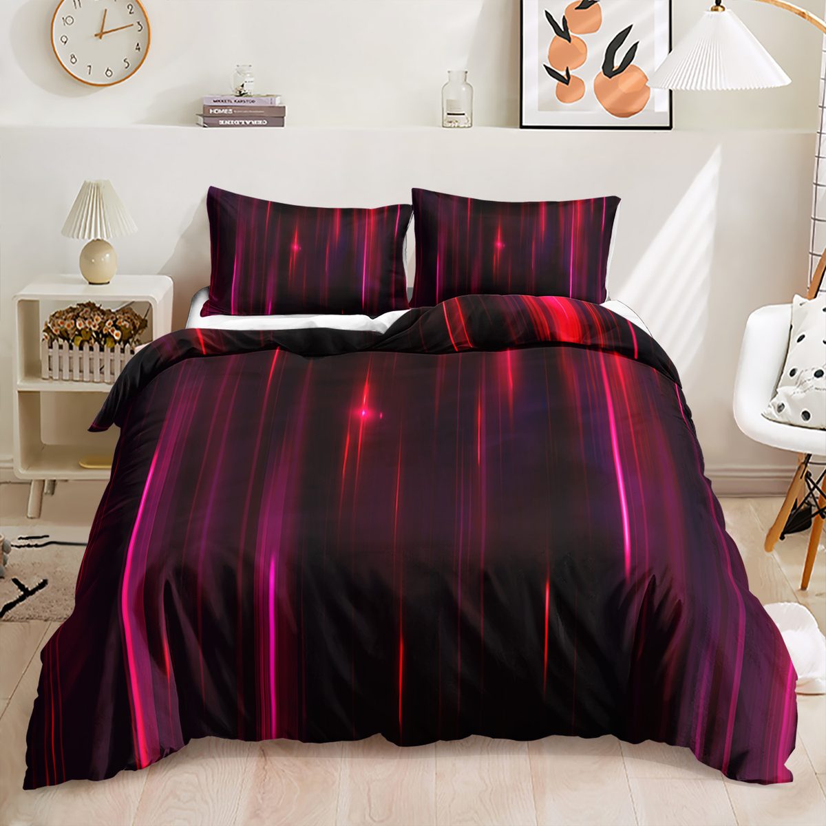 Light Streak quilt cover set in Magenta