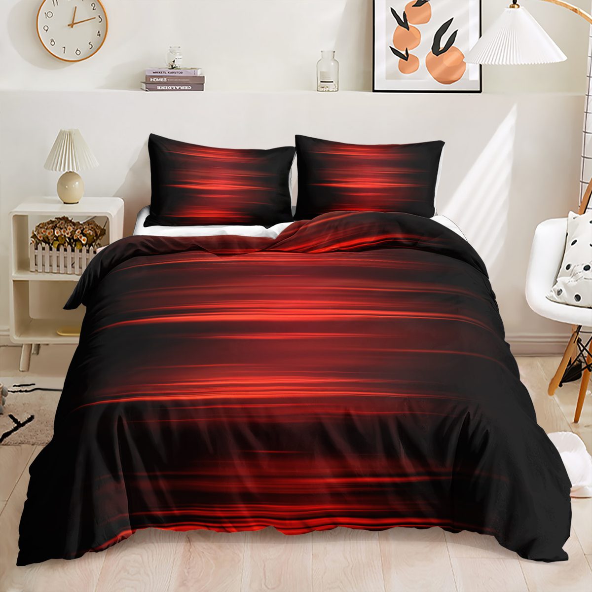 Light Streak quilt cover set in Red
