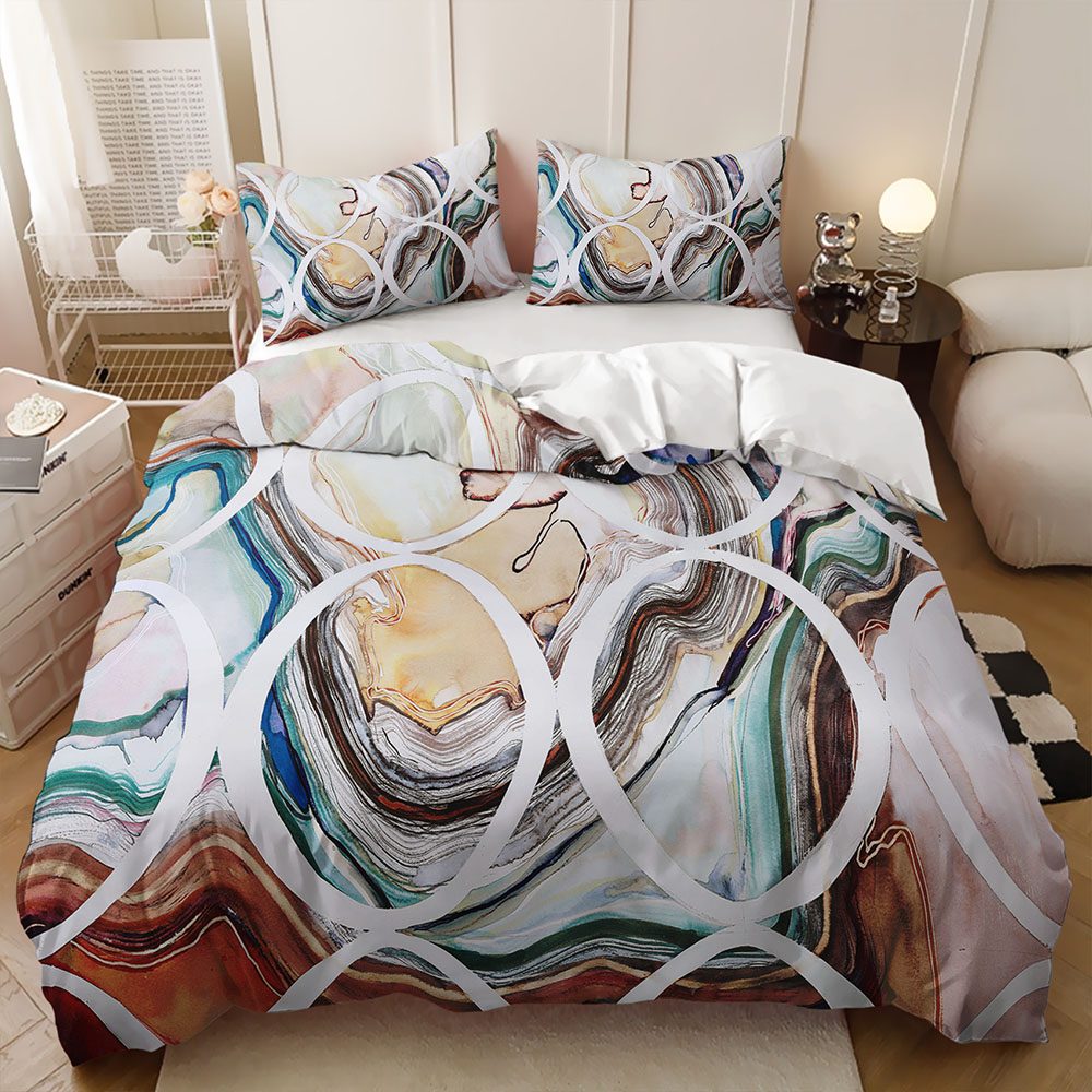 Marble Ring Abstract quilt cover set