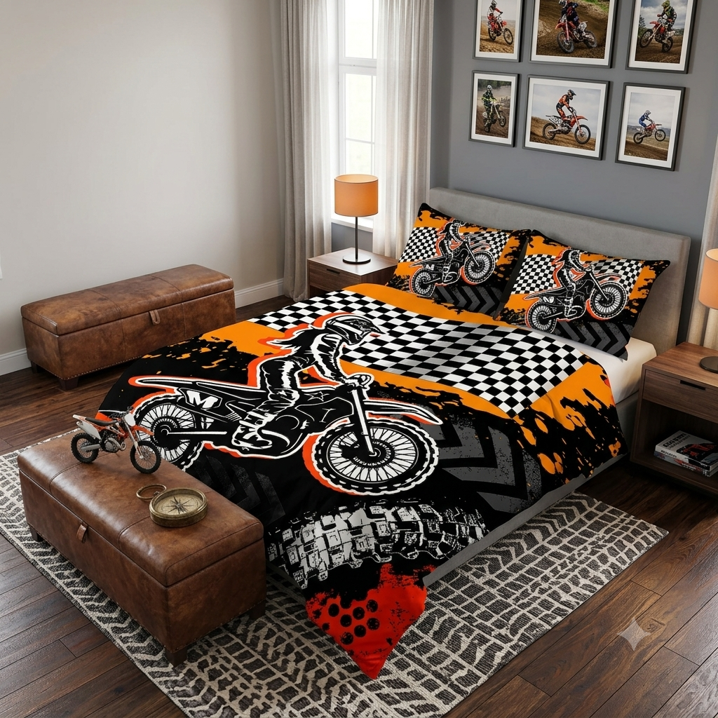 Girls Motocross Quilt Cover Set