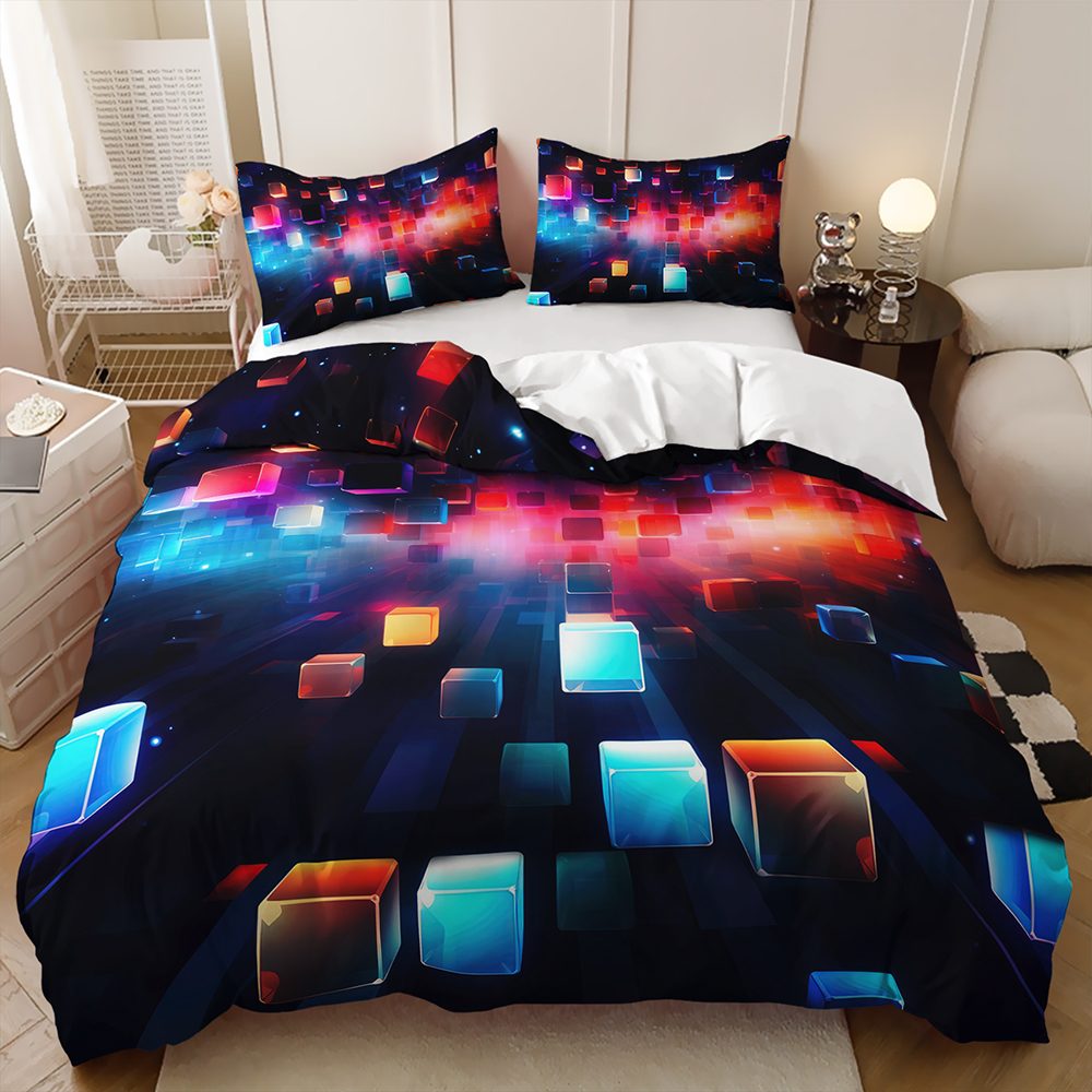 Neon Floating Cubes quilt cover set