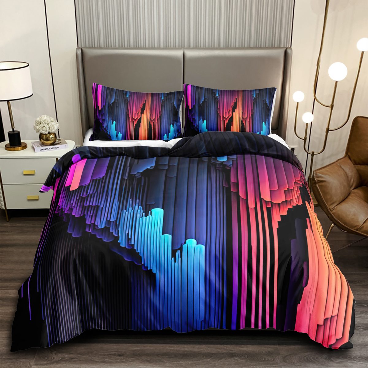 Neon Light Bars quilt cover set