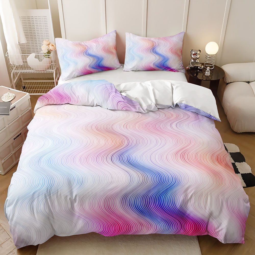 Pastel Wave Lines quilt cover set