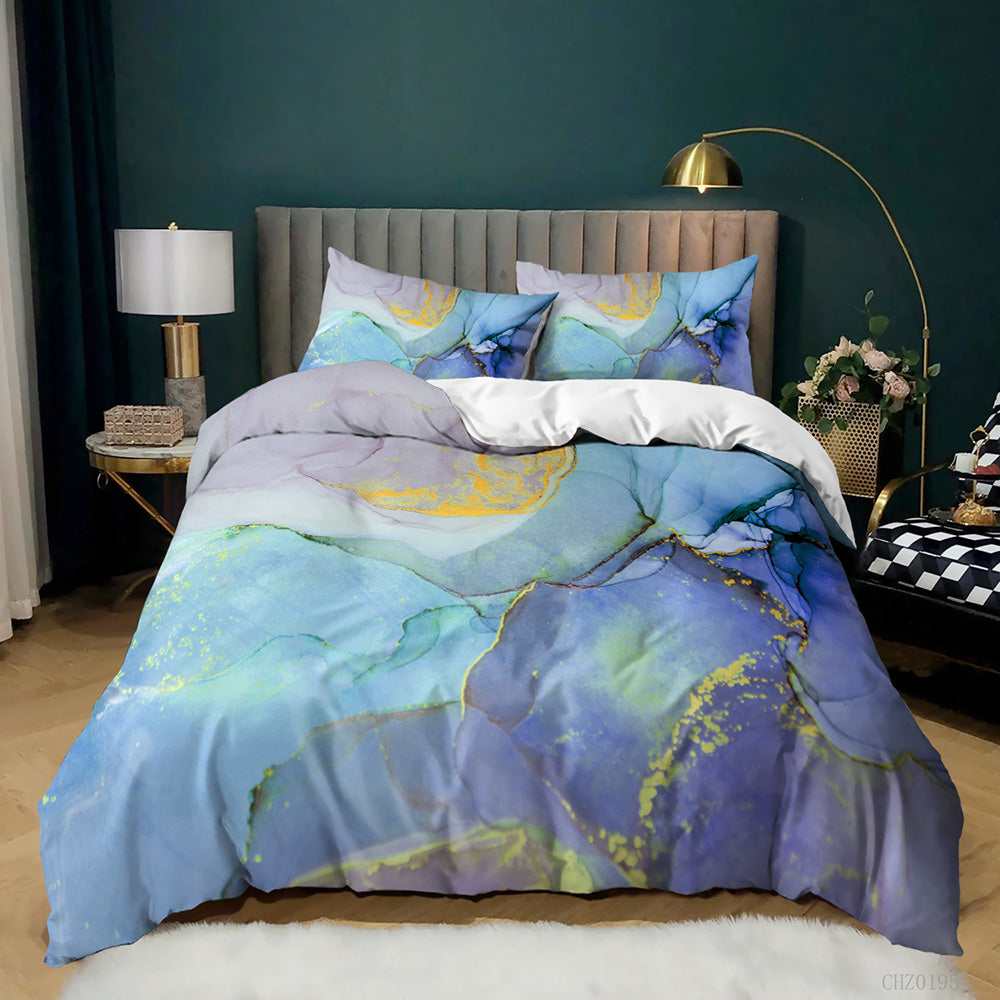 Periwinkle Blue Watercolour Marble quilt cover set