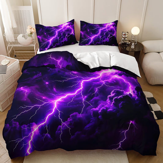 Purple Lightning Storm quilt cover set