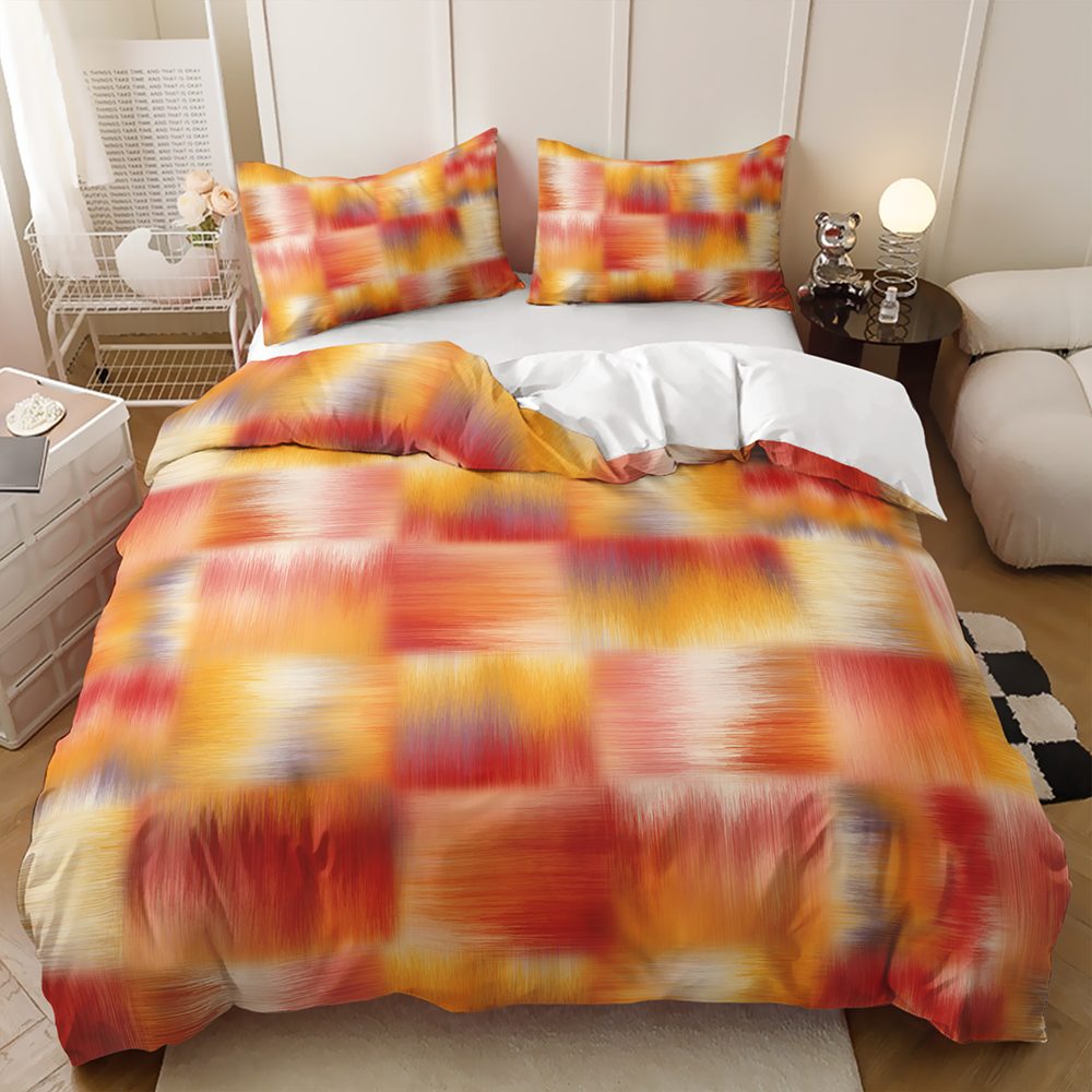 Sunset Blur Squares quilt cover set