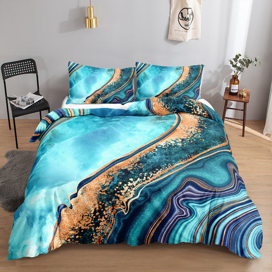 Turquoise Copper Agate Marble quilt cover set
