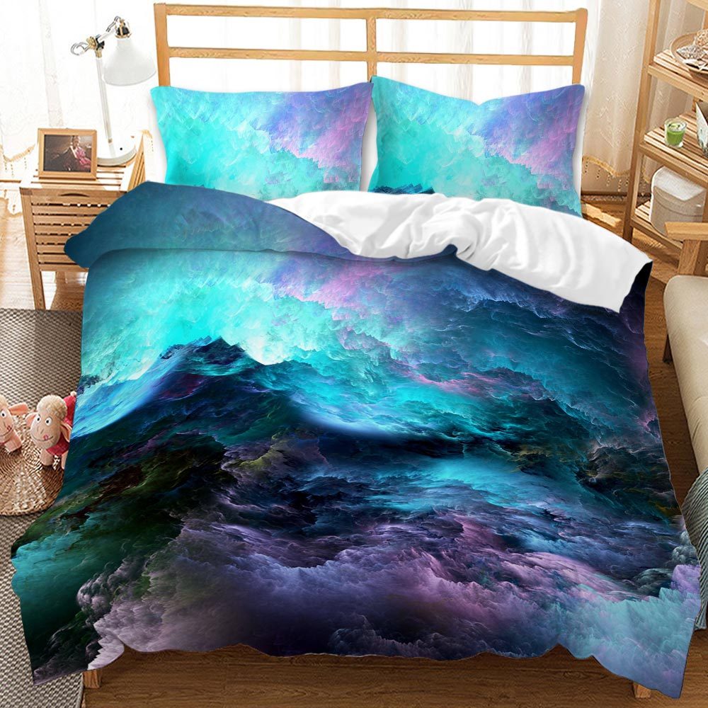 Turquoise Nebula Cloud quilt cover set